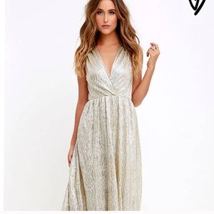 Lulus all that shimmers is gold maxi dress